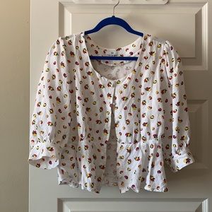 La Redoute Printed Linen Mix Shirt w Square Neck